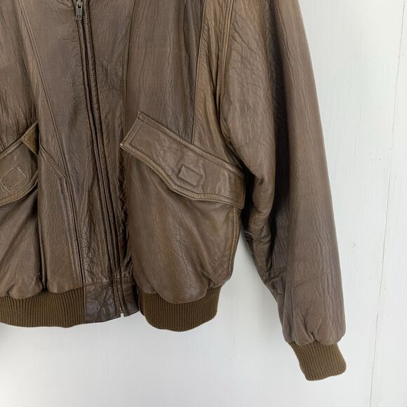 Vtg Adam Spencer Mens 44R Leather Flight Pilot Bomber Jacket Distressed Grunge - Picture 2 of 10